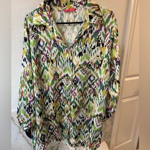 Colorful Printed Button-Up Blouse